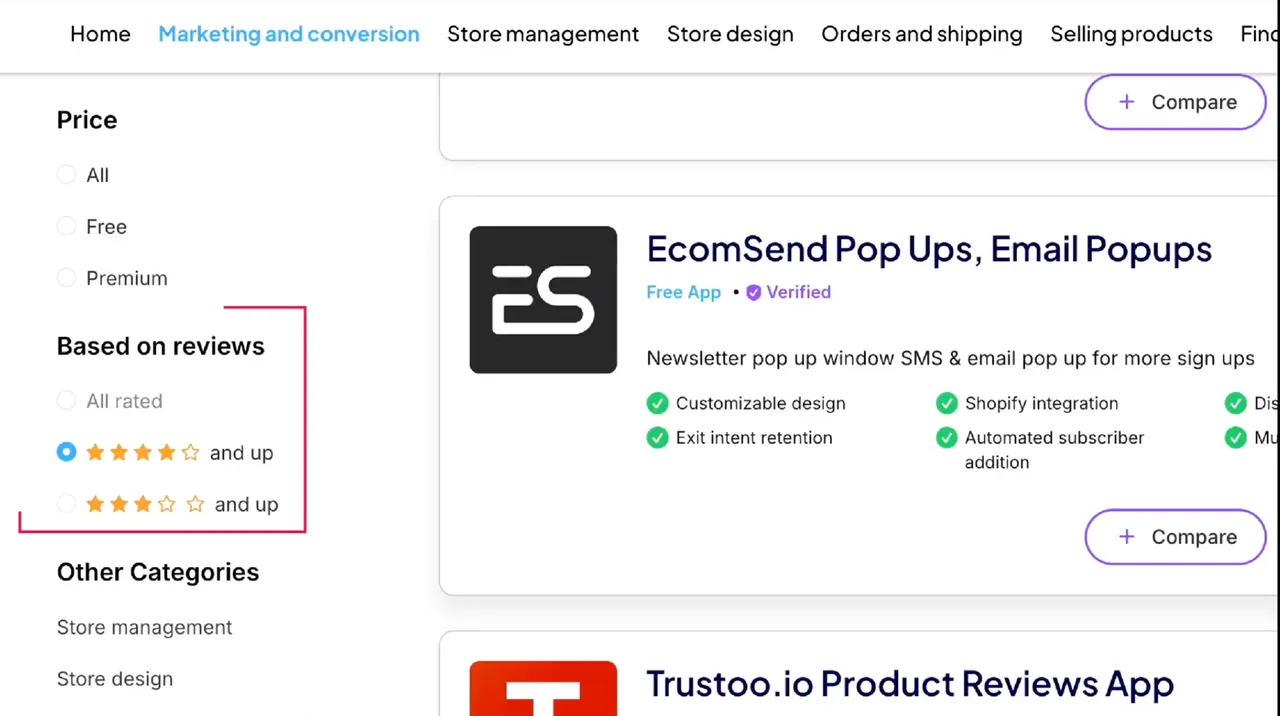 Quickly sort e-commerce apps by user ratings on Taranker to discover the most highly rated tools for your business